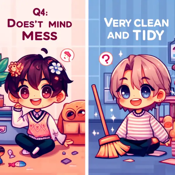 Q4: 掃除が苦手で散らかっていても気にならない人、非常に清潔好きな人の画像